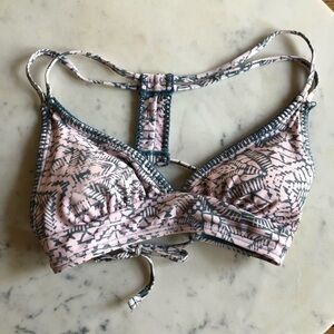Xhilaration Triangle Pink and Green Boho Bikini Top Sz S